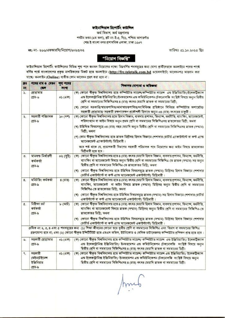 Financial Reporting Council job circular-2023